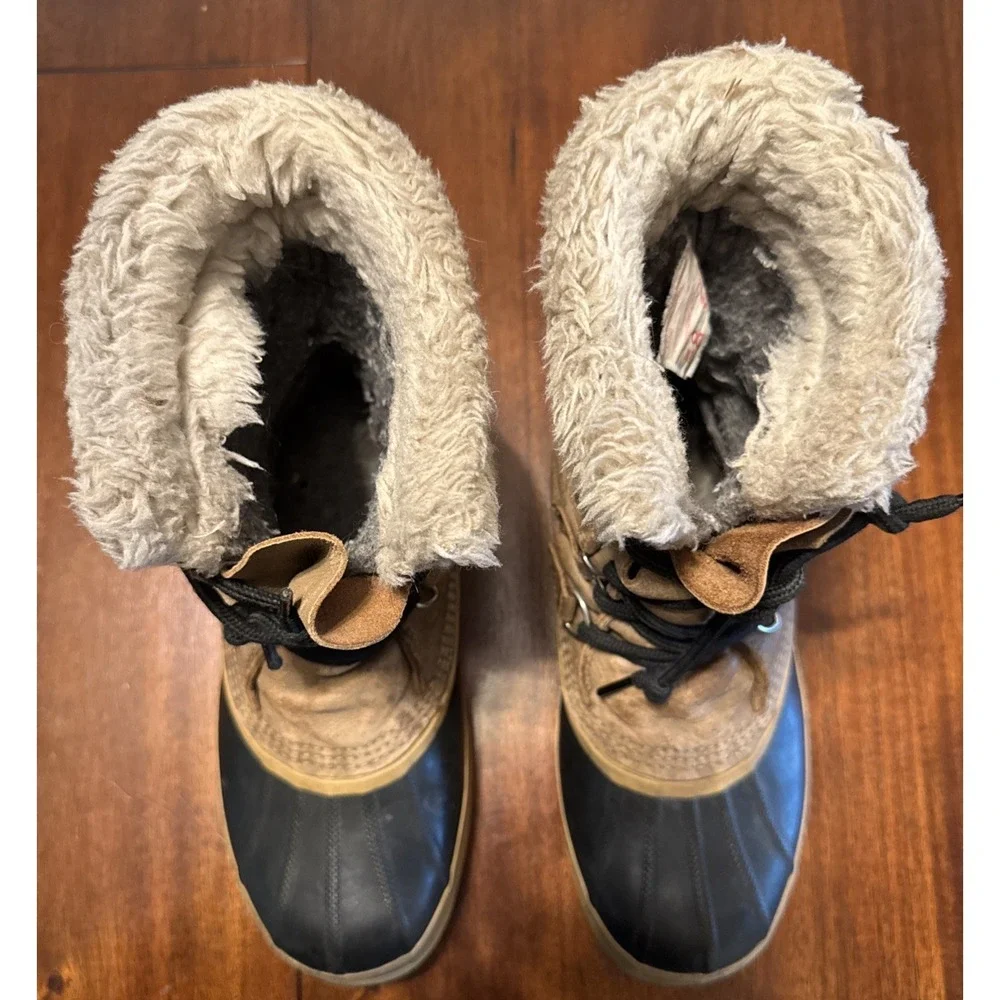 Vintage Sorel Winter Pac Boots Women's 8 Made in Canada Natural Rubber Leather‎